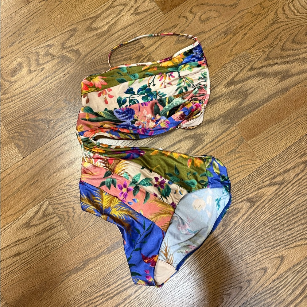 Zimmermann Blue and Green Floral Swimwear